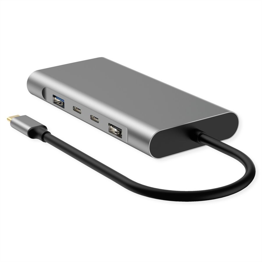 VALUE USB Type-C dockingstation, 4k HDMI, DP, VGA, Gigabit Ethernet, USB-C, USB-A, PD