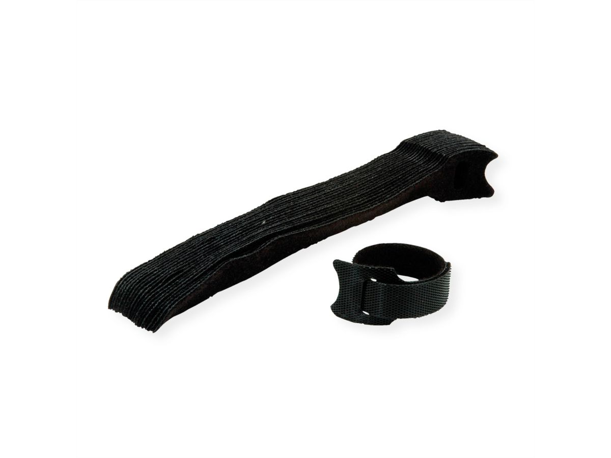 VALUE Klitteband met lus, 20 stuks, 20mm, zwart, 15 cm