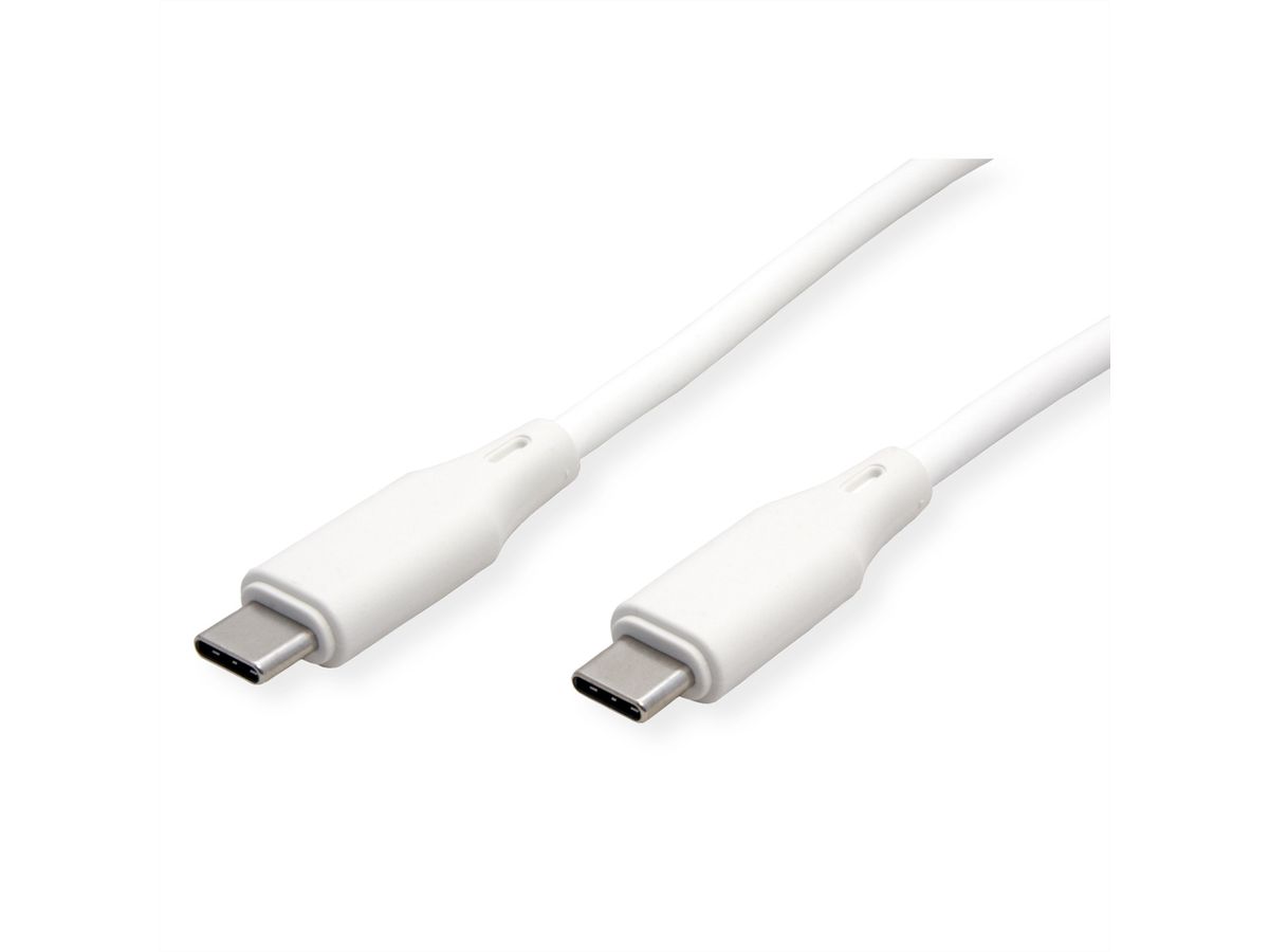 ROLINE USB 2.0-kabel, type C-C, M/M , Silicone, 60W, wit, 1 m