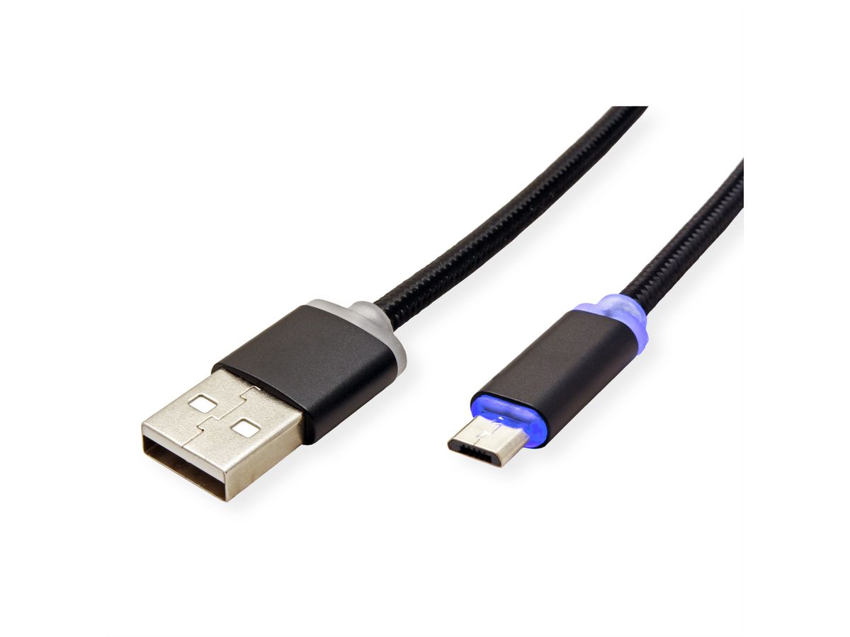 ROLINE LED USB 2.0 oplaadkabel, A - Micro B, M/M, 1 m