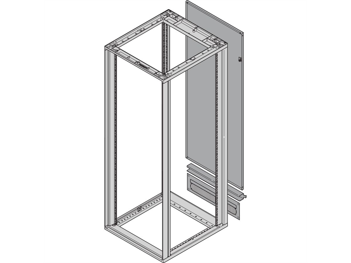SCHROFF Novastar achterwand met kabelgoot, RAL 7021, 38 U 553W