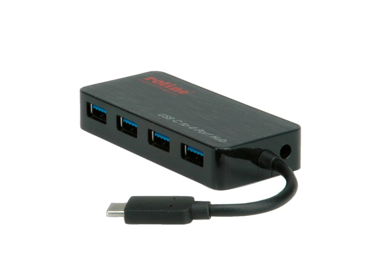 ROLINE USB 3.2 Gen 1 Hub, 4-voudig, type C aansluitkabel