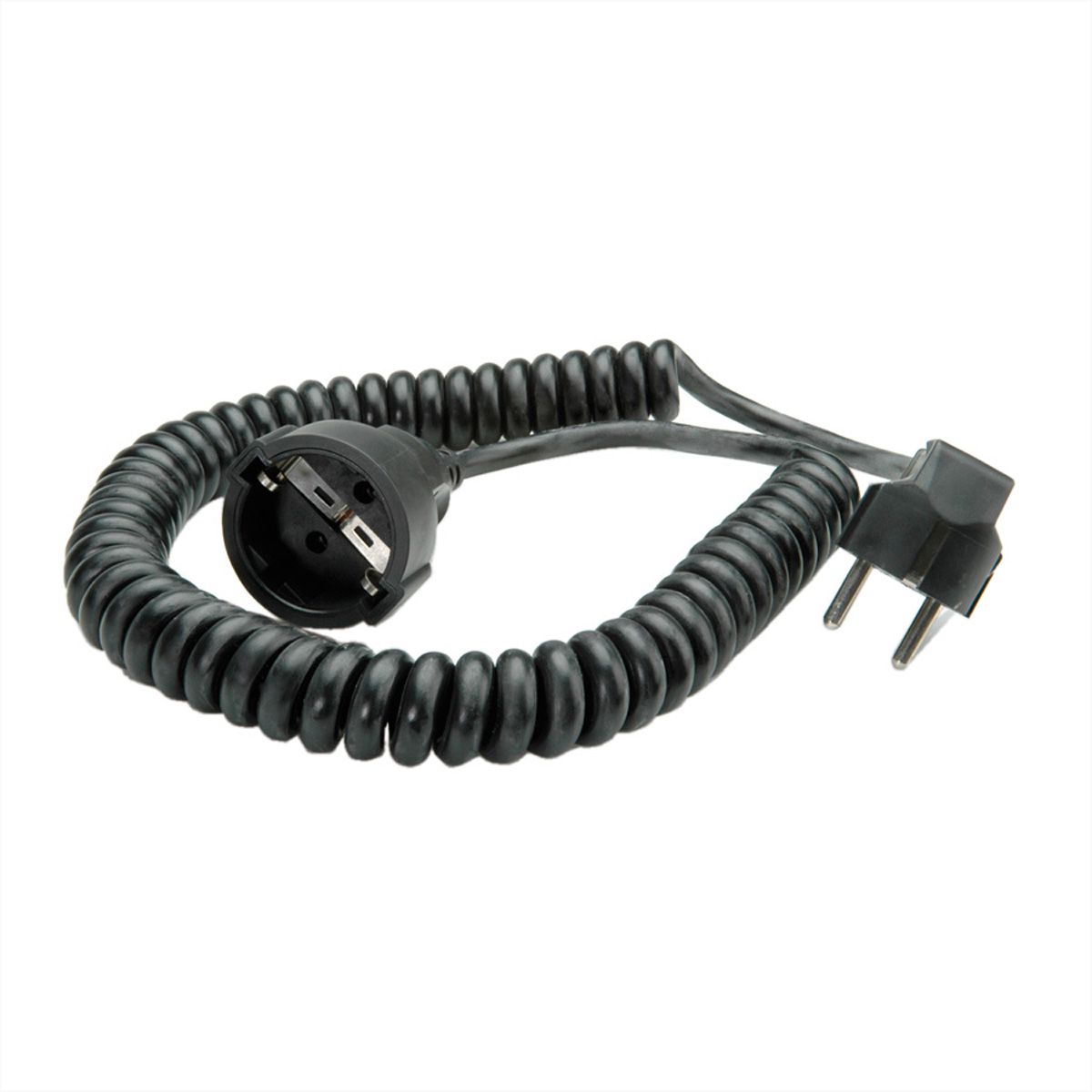 BACHMANN earthing contact spiral extension 230V/16A, black, 4 m