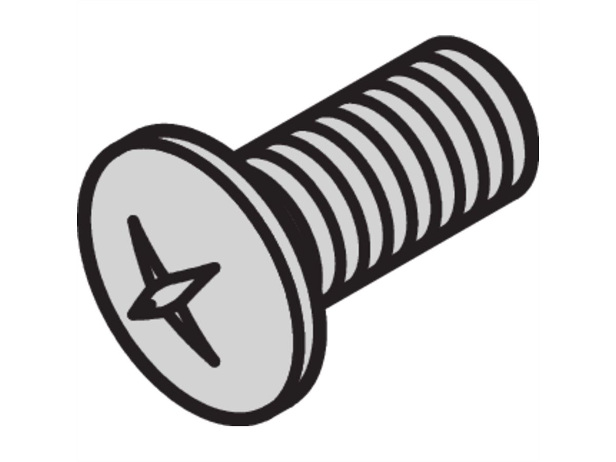 SCHROFF Countersunk Screw, Pozidrive, Cross Recess M4x10, Zinc-Plated, 100 pcs