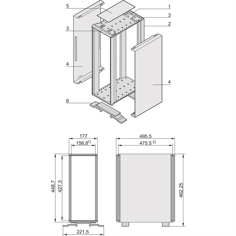 SCHROFF RatiopacPRO 19" Tower Case, Retrofittable Shielding, Front Trim, 4 U, 84 HP, 495 mm