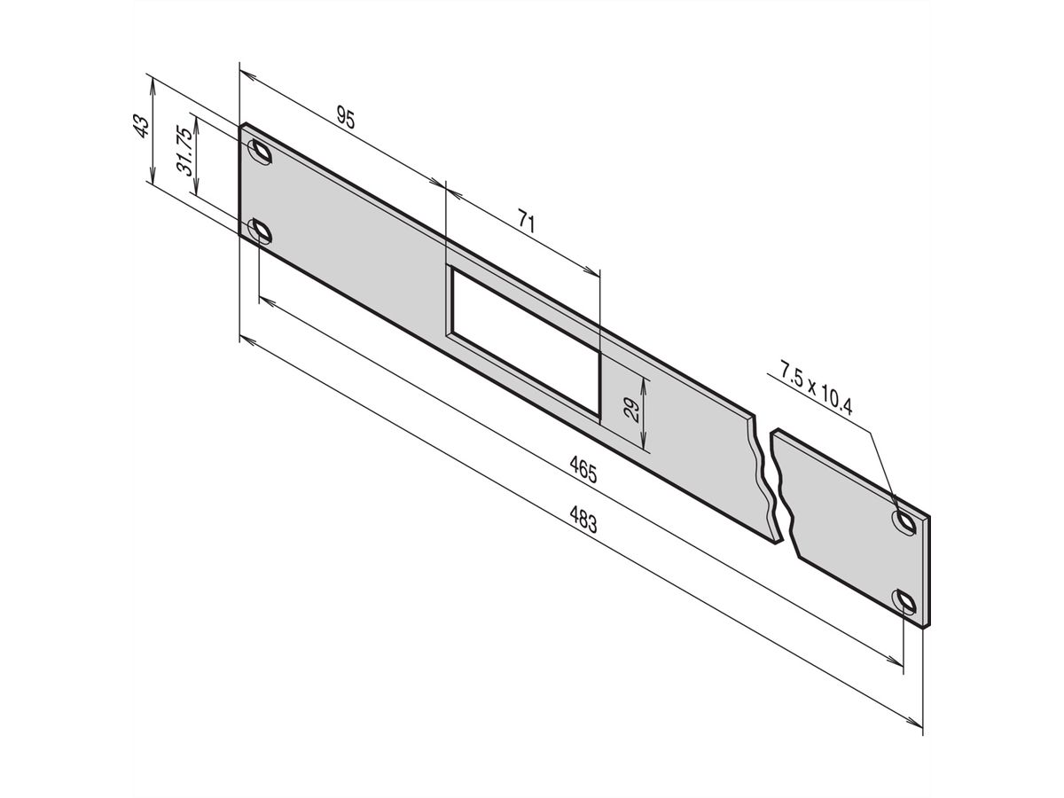 SCHROFF 19" frontpaneel voor thermostaat met digitale display, 1 HE, 2,5 mm, Al, RAL 7021