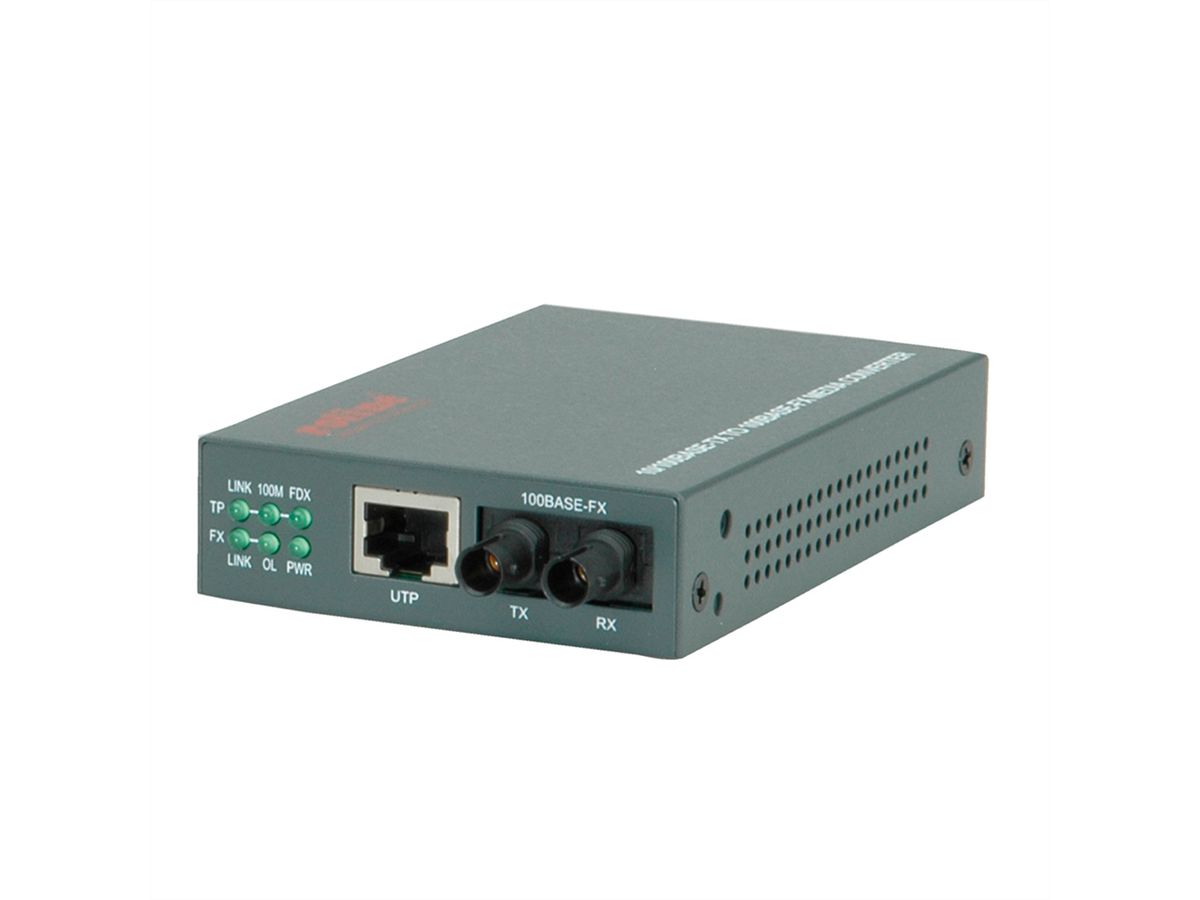 ROLINE RC-100FX/ST Fast Ethernet Converter, RJ-45 to ST, Loop-back