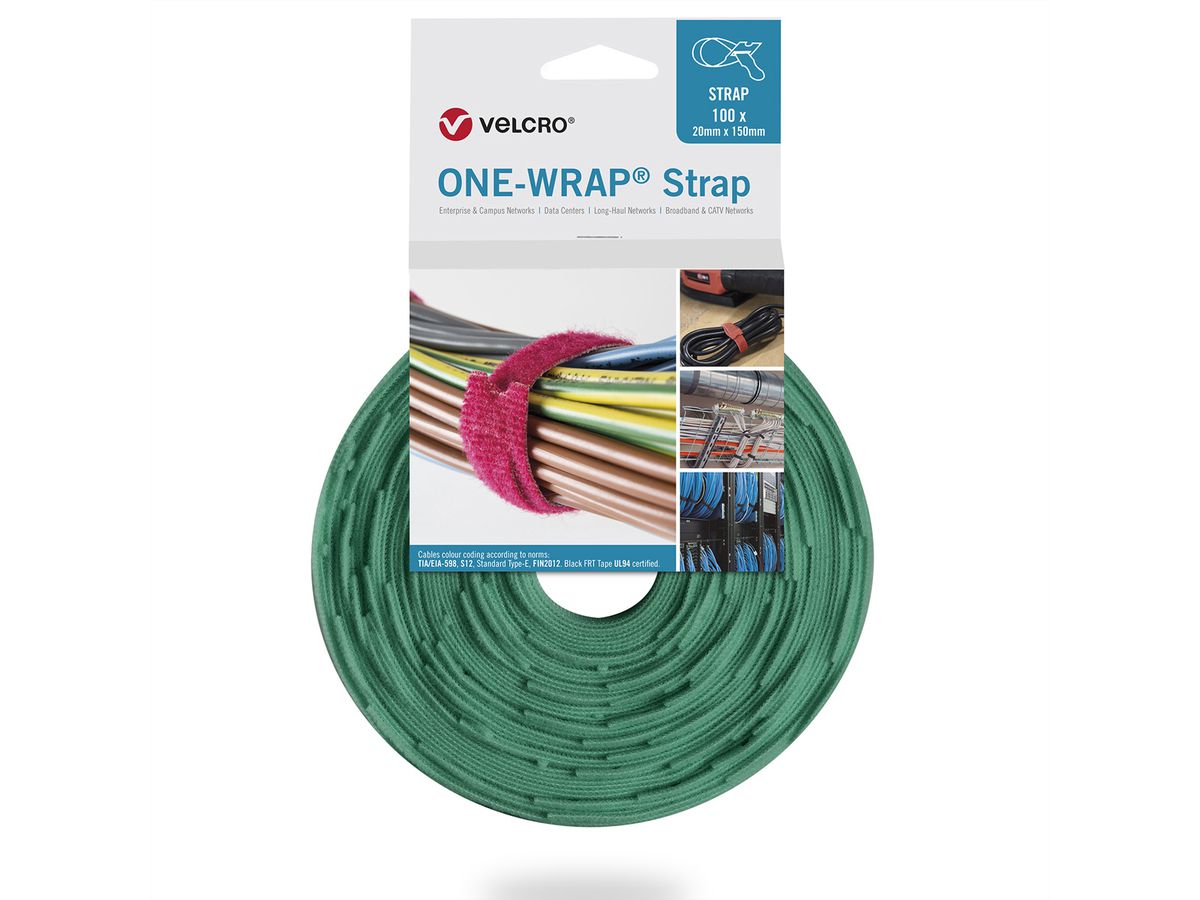 VELCRO® One Wrap® Bindband 20 mm x 230 mm, 100 stuks, groen