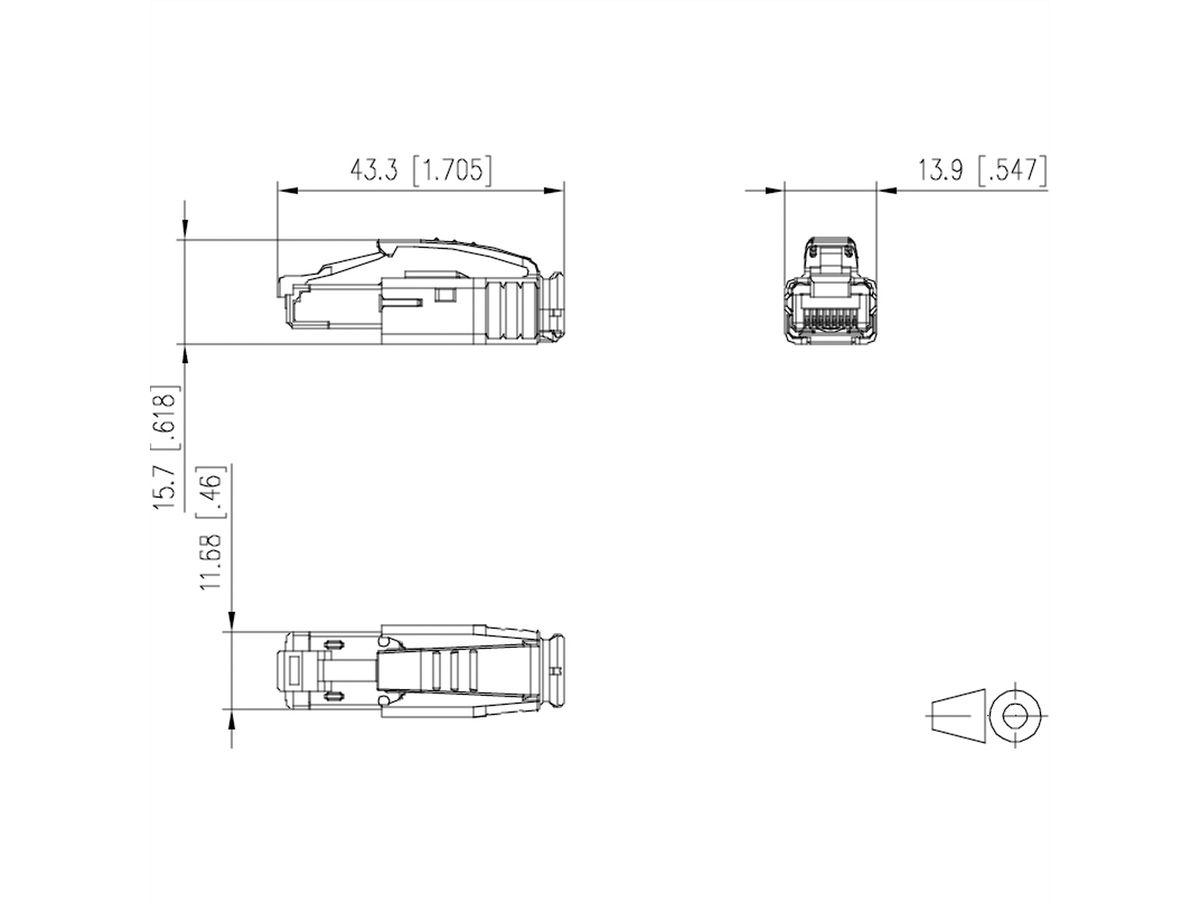 METZ CONNECT E-DAT Industrie IP20 RJ45 Stekker zwart, met doorvoertule zwart