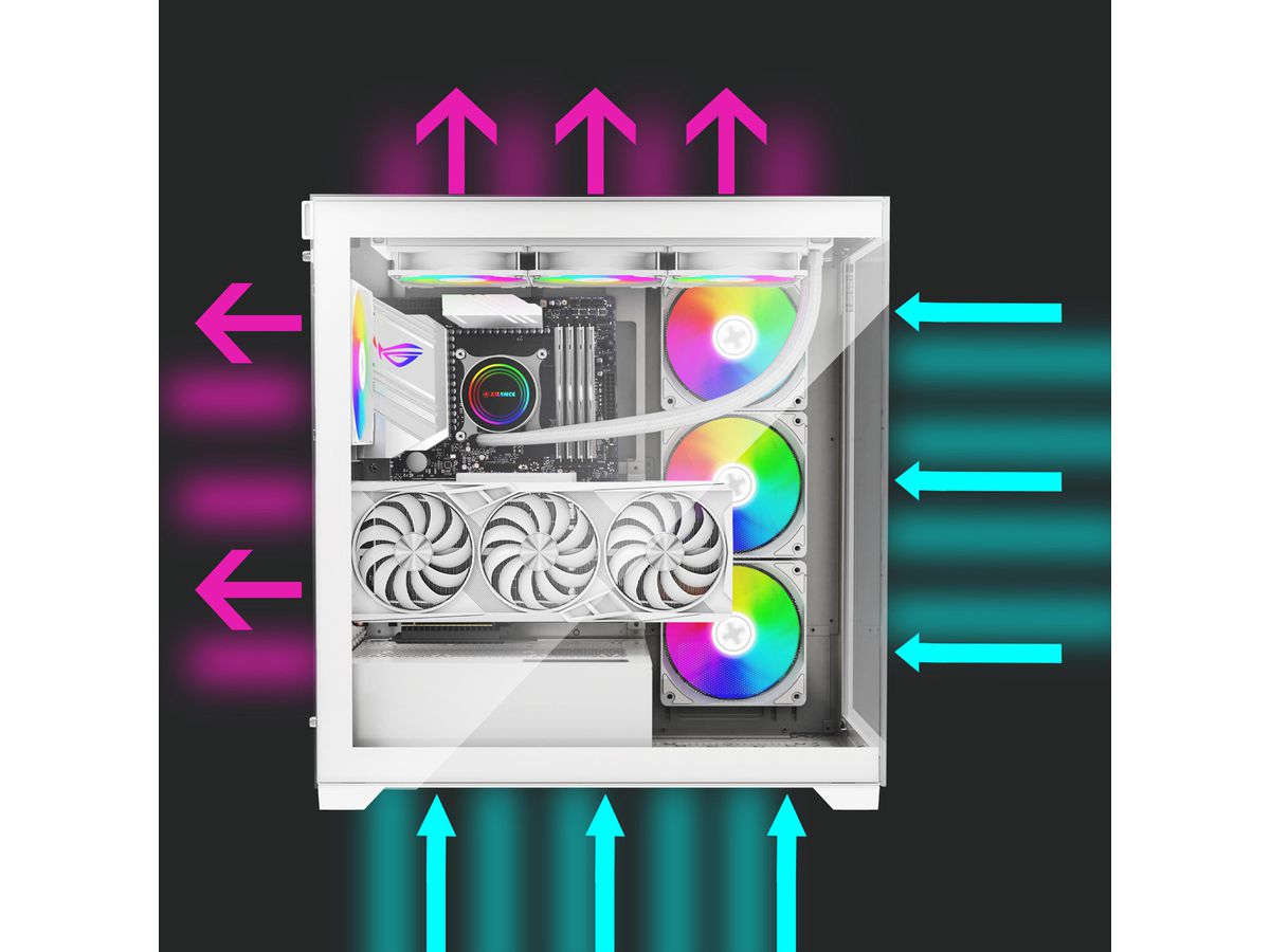 XILENCE Xilent Gleam X818.W.ARGB Gaming ATX PC-behuizing wit, RGB ATX Midi Tower