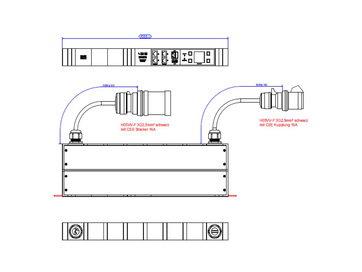 BACHMANN BN3000 RCM XXL extra module, Meting p.Ph.3m H05VV-F 3G2.5 CEE16A Lan