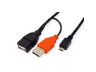 ROLINE USB 2.0 Y kabel, 2x Type A (M/F) - Micro B M, 1m