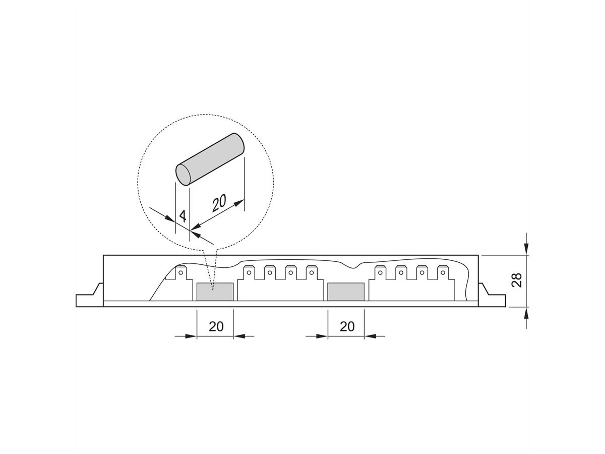 SCHROFF isolatieblok voor rail 1 tot 4 polig