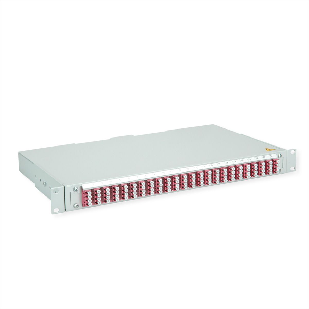 TELEGÄRTNER BASIS V LWL-Panel mit Kupplungen & Pigtails, 24x LC Quad, violett, OM4