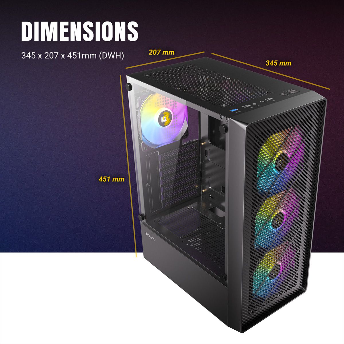 ANTEC AX26 RGB Elite PC case Midi Tower Gaming ATX, black
