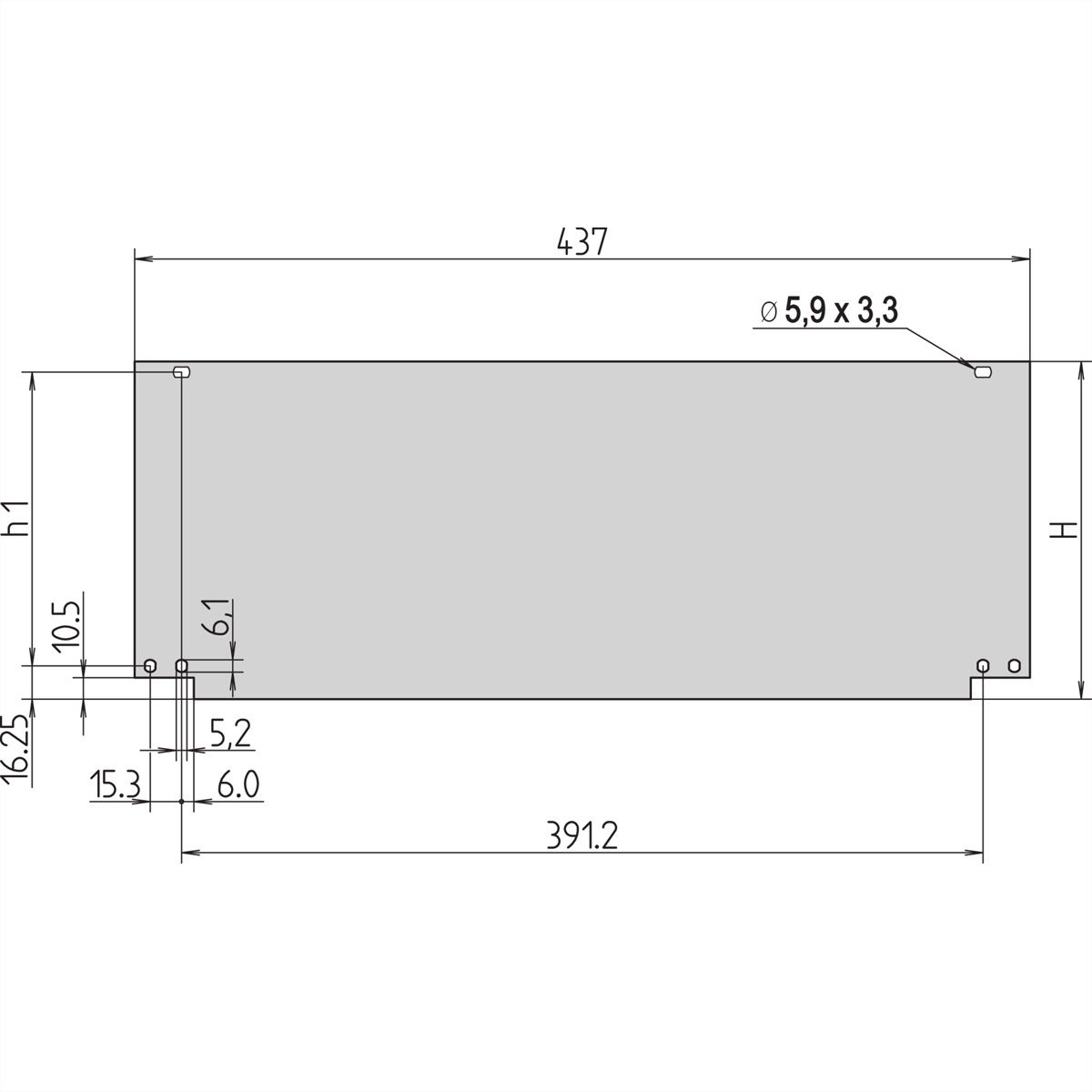 SCHROFF Inpac voorpaneel met scharnierende bodem, 3 HE, 2,5 mm, Al, geanodiseerd, onbehandelde randen