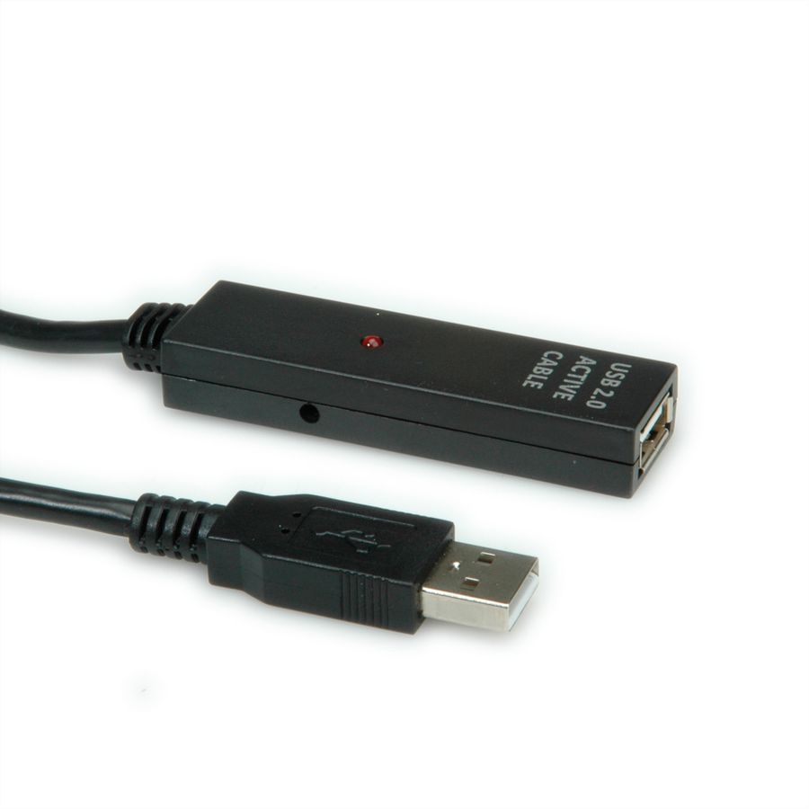 VALUE USB 2.0 verlengkabel actief, zwart, 30 m