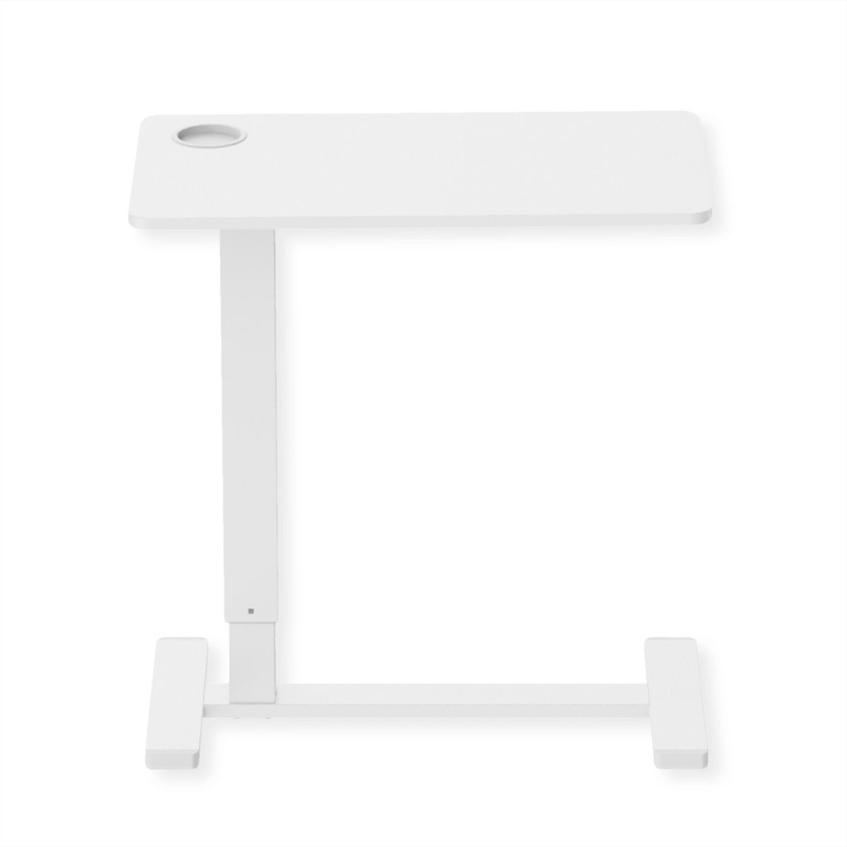 ROLINE Gas Spring Side Table / Workstation, height-adjustable, hidden casters, white