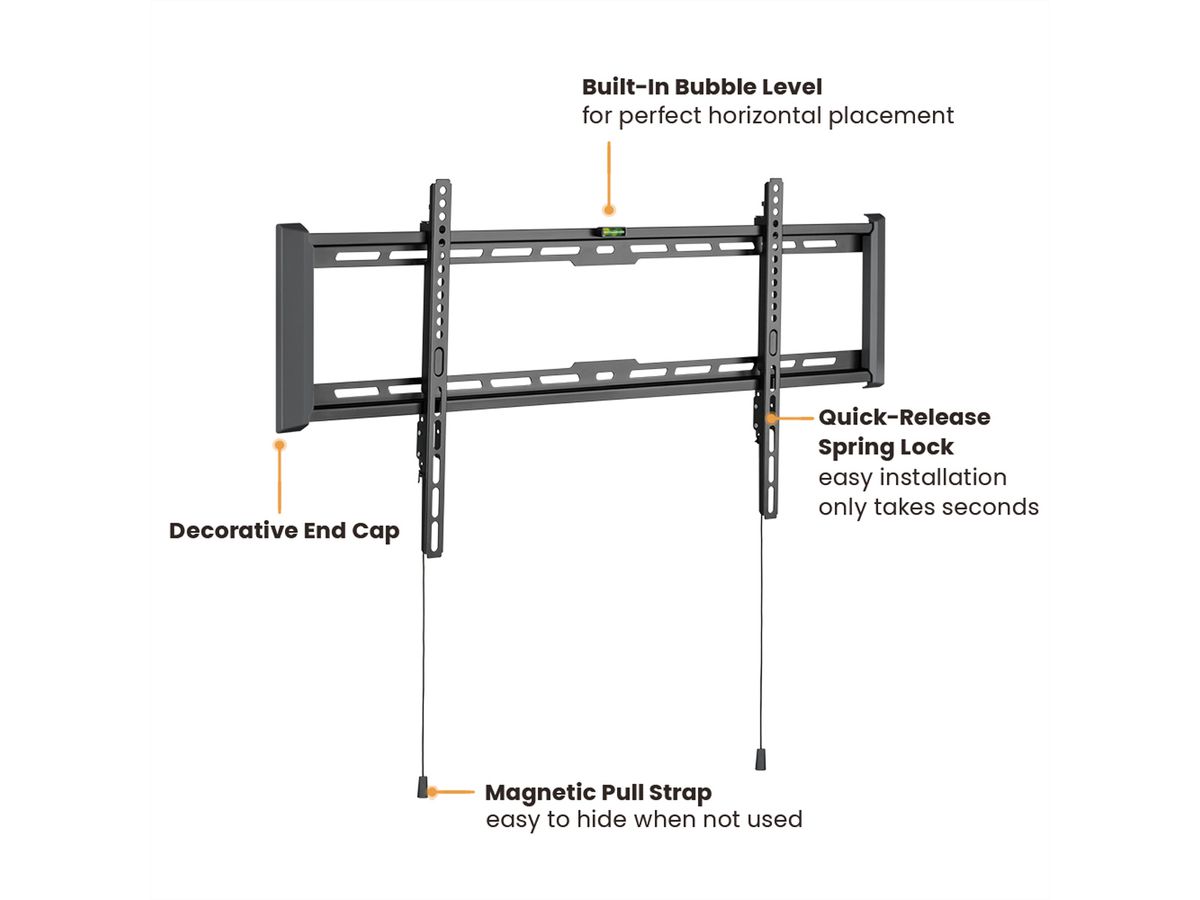 VALUE TV muurbeugel, 27 mm afstand tot de muur , vast, <228,6cm/90", <75kg