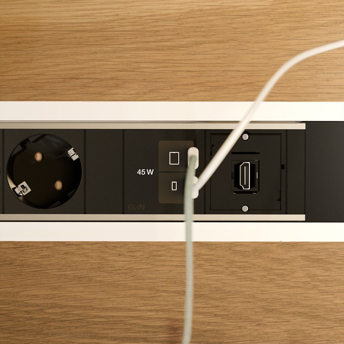 BACHMANN POWER FRAME 2xCEE7/3, 1xUSB C/C 45W 1xCM L=0,2m
