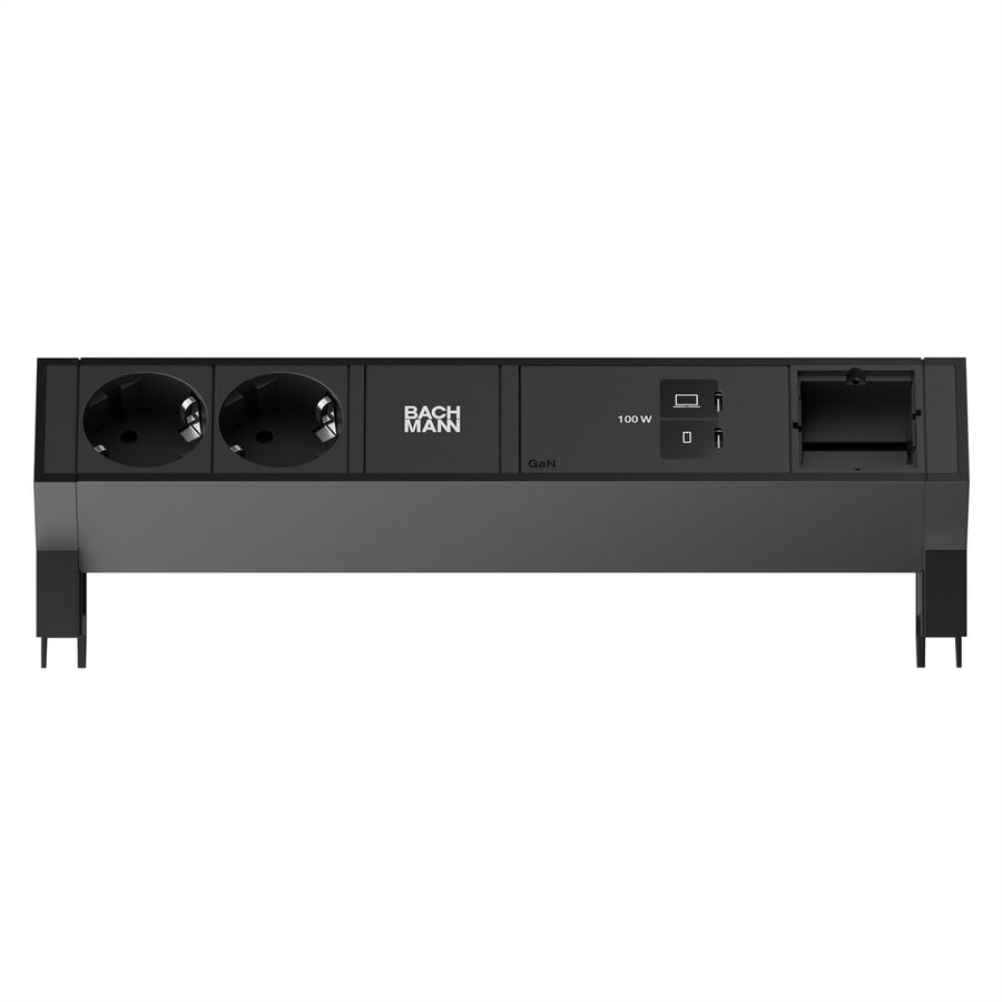 BACHMANN DESK2 2xCEE7/3 1xUSB C/C 100W, 1xCM L=0.2m RAL9005