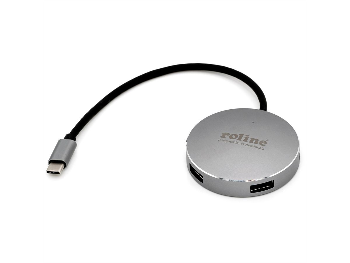 ROLINE USB 3.2 Gen 1 hub, rond, 4-voudig, type C aansluitkabel