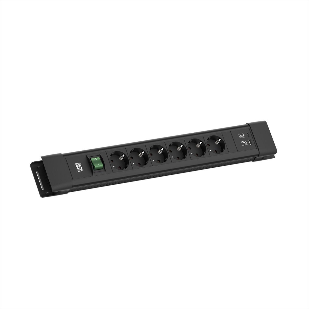 BACHMANN CONNECTUS 6xCEE7/3, 1xSchalter 1xUSB A/C 22W 2,0m CEE7/7 Schwarz