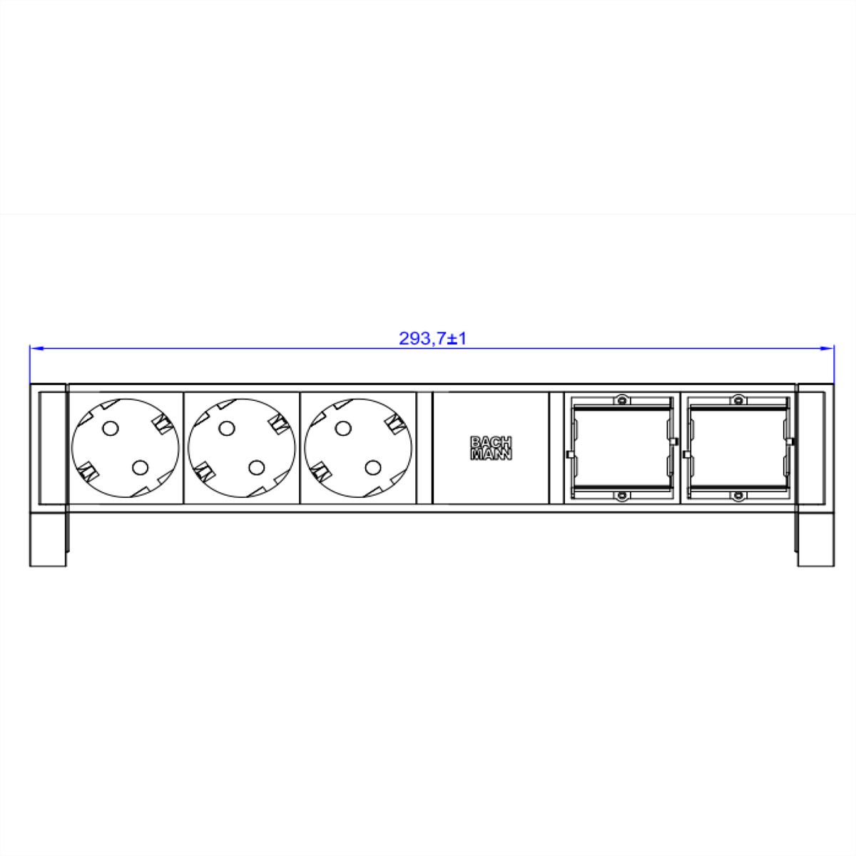 BACHMANN DESK2 3xCEE7/3 2xCM power 0.2m GST18 RAL9005