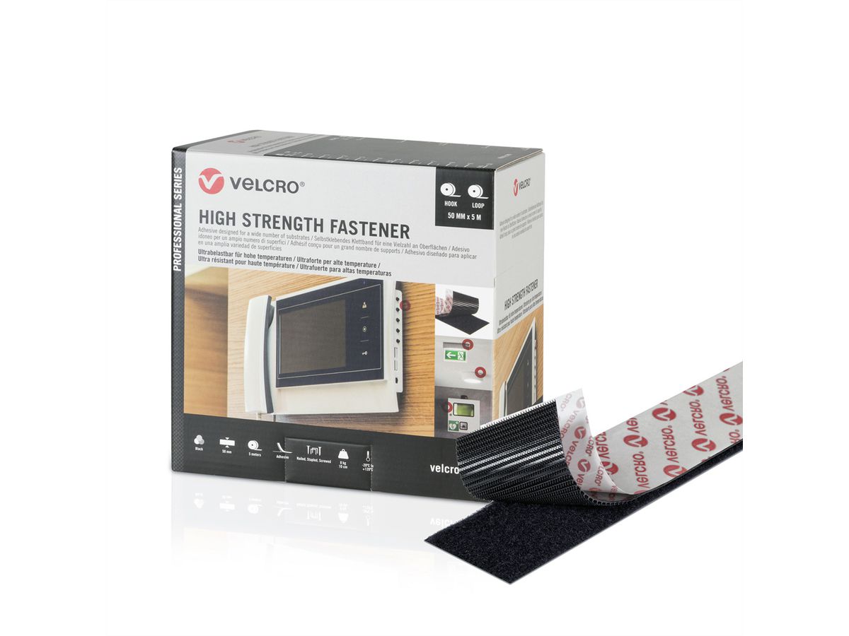 VELCRO® High Strength Fastener 5 m haakband 5 m lusband, Haak & lus 50mm zwart