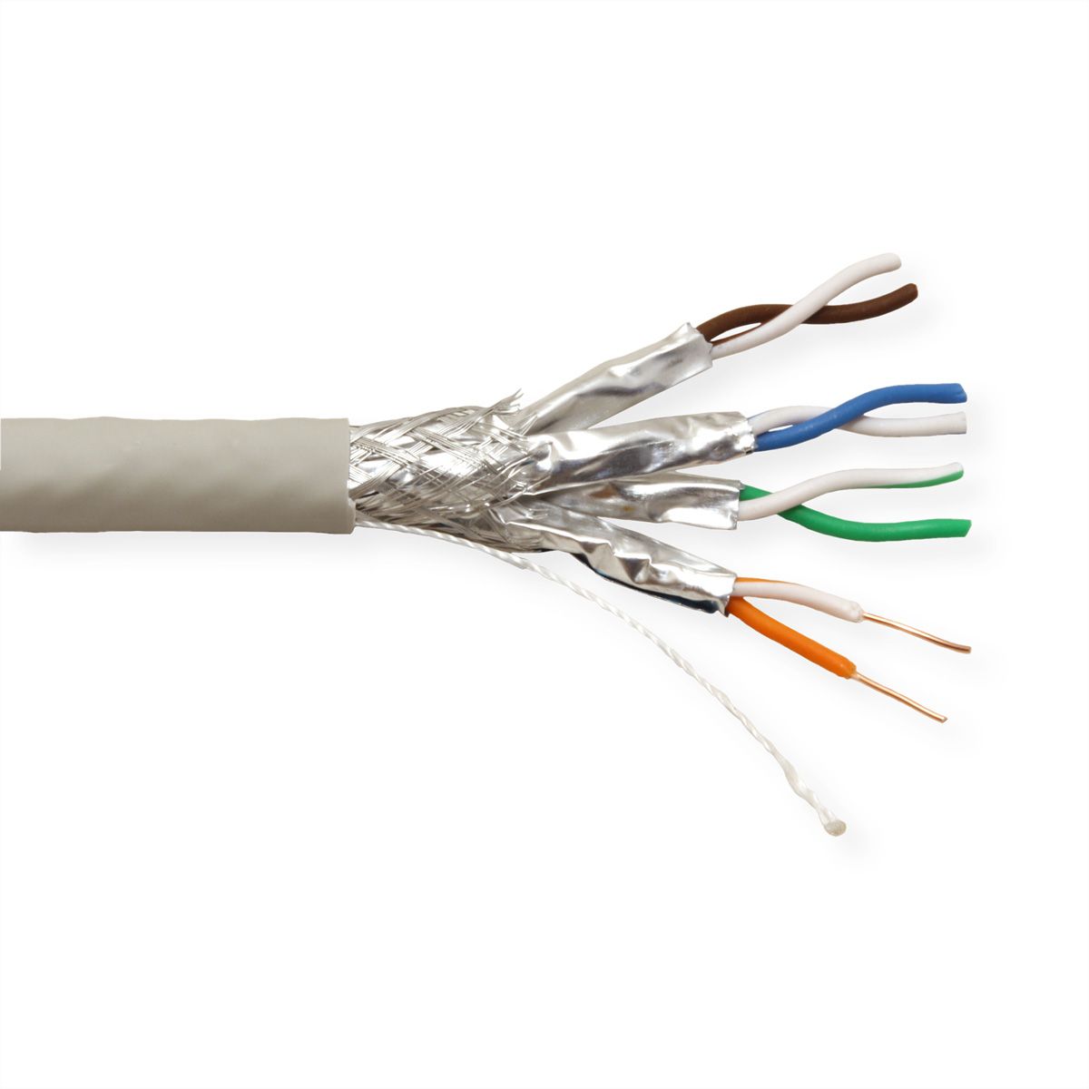 VALUE S/FTP-kabel, Cat.7 (Klasse F), massieve draad, Dca, 100 m