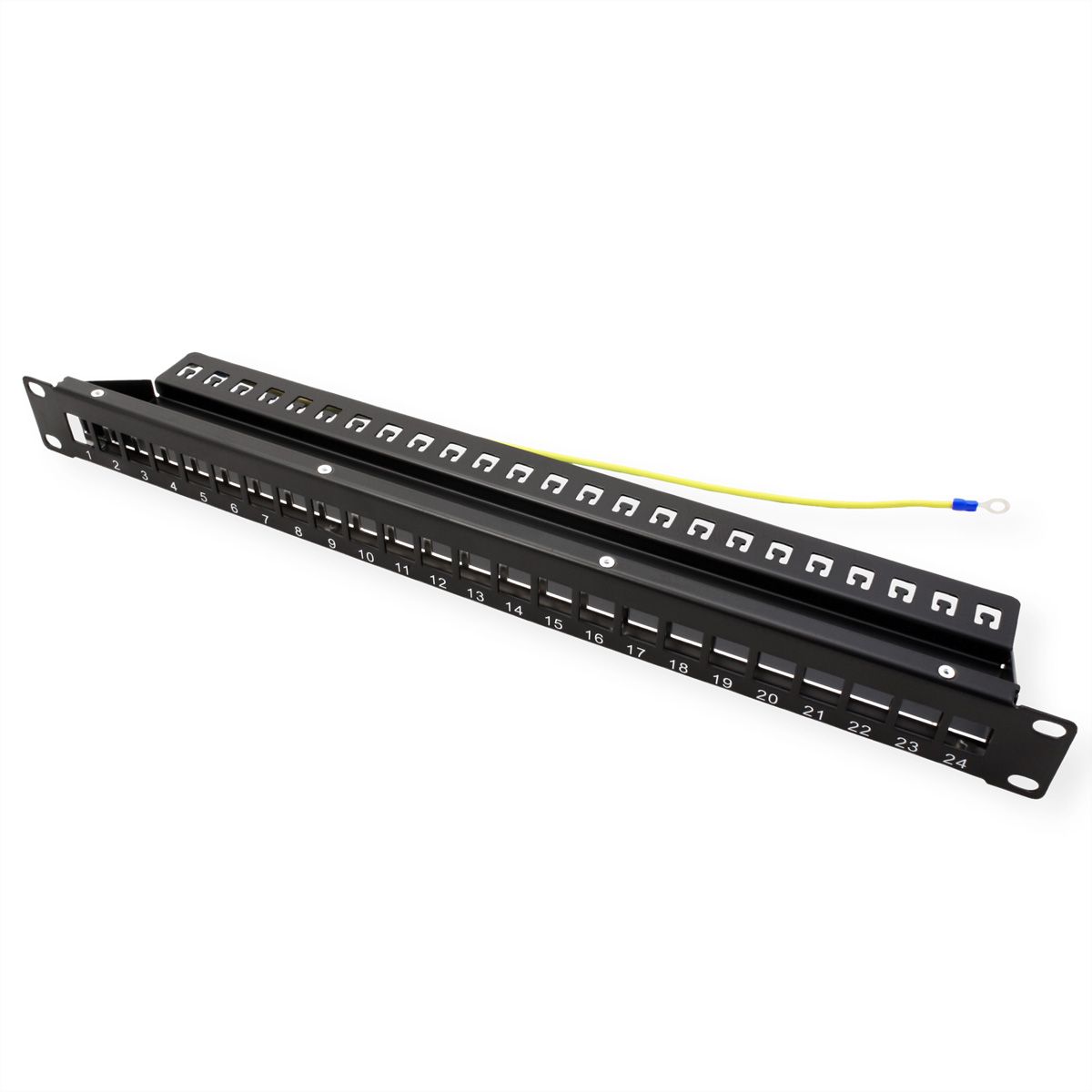 VALUE 19"-keystone-modulehouder, 24 poorten, 1HE, afgeschermd, zwart