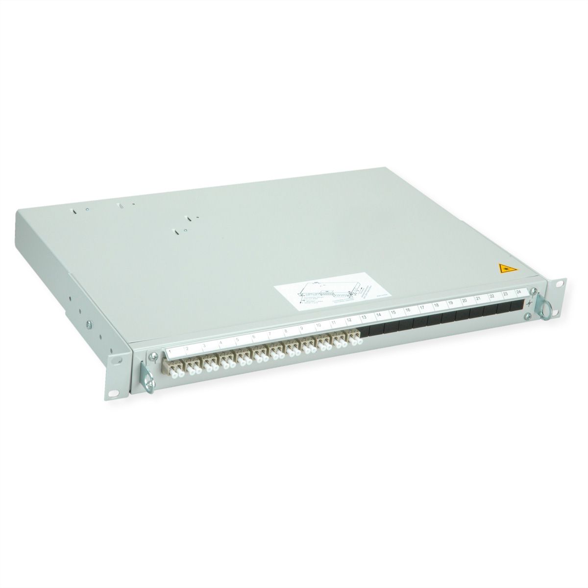 TELEGÄRTNER PROFI V LWL-Panel mit Kupplungen & Pigtails, 12x LC Duplex, beige, OM2, Grade B