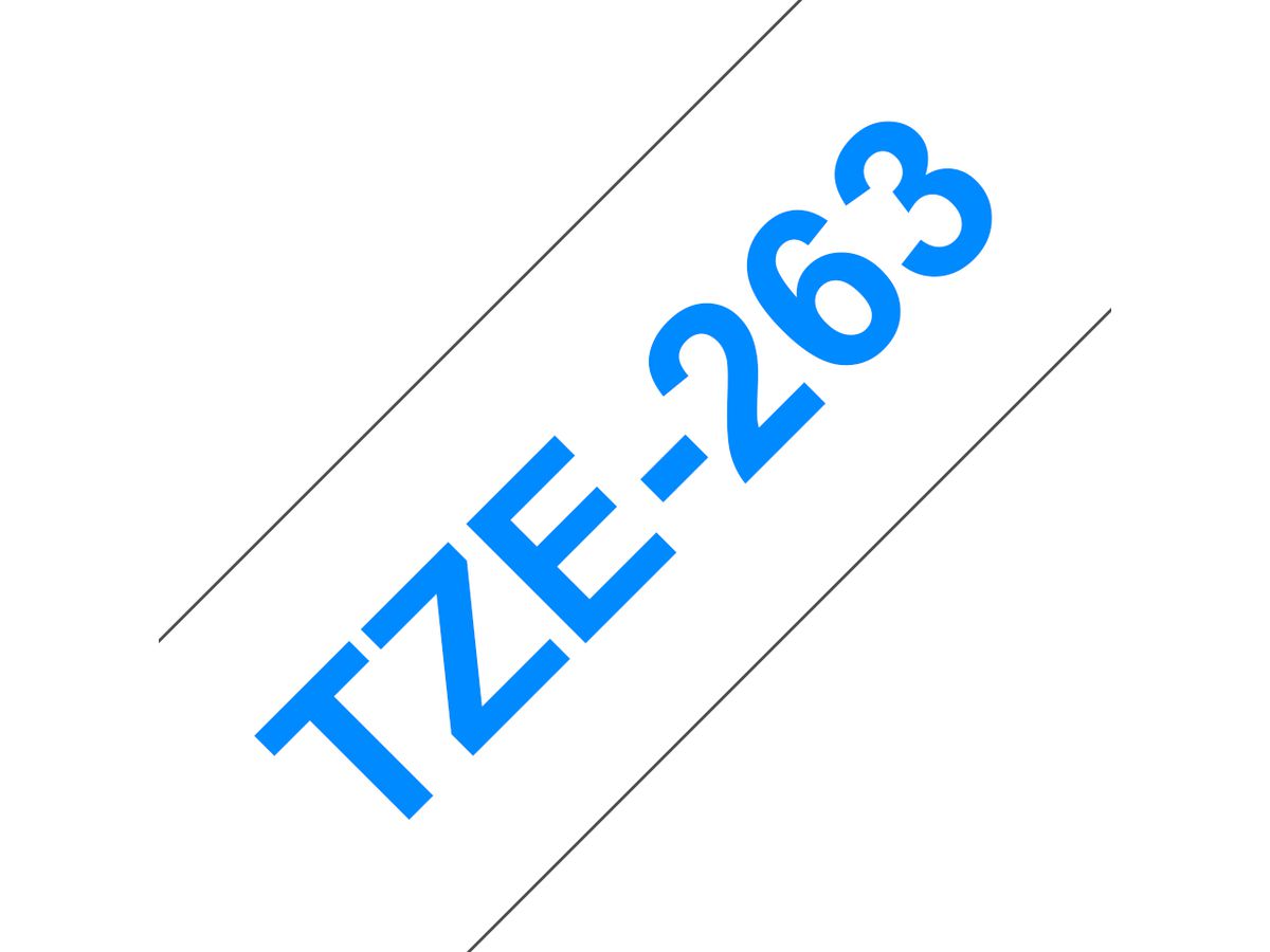 Brother TZE-263 labelprinter-tape Blauw op wit