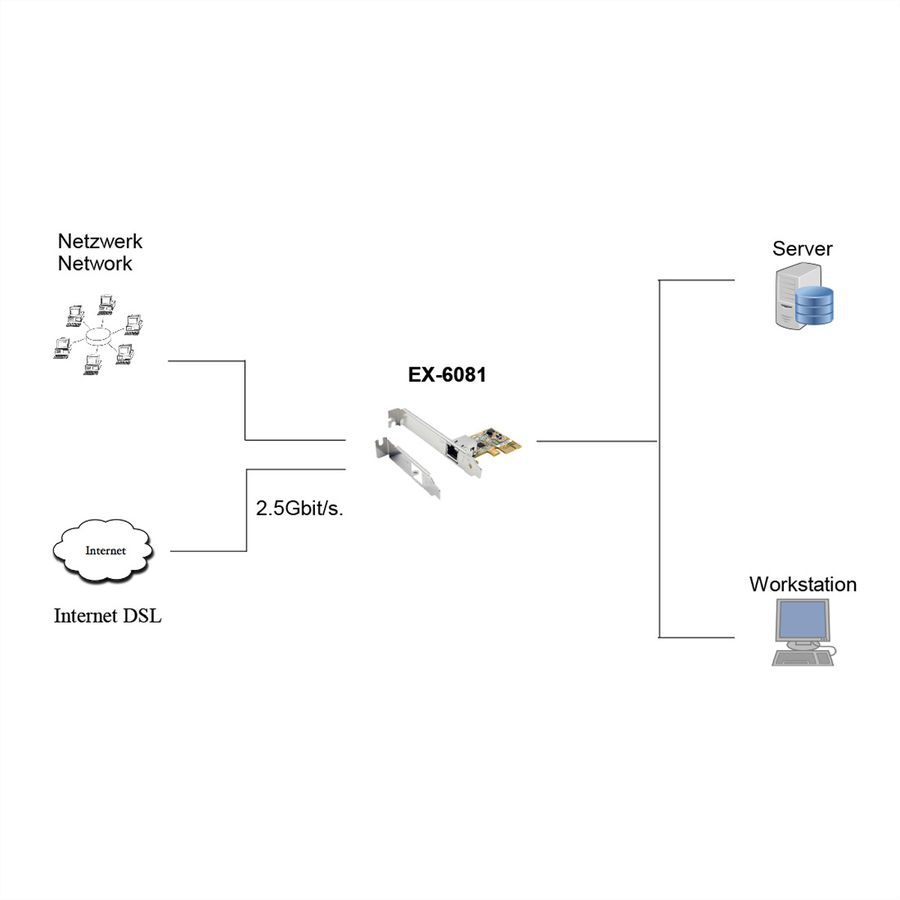 EXYSY EX-6081 2.5 Gigabit PCIe Netzwerk-Karte (Realtek Chip-Set)