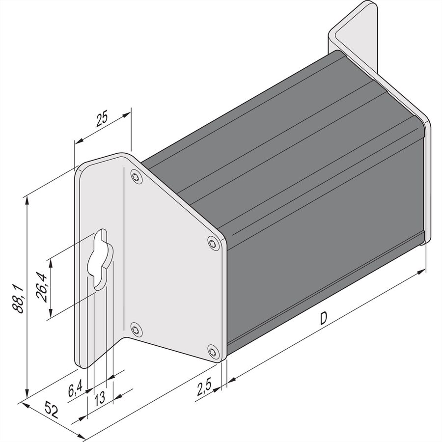SCHROFF Minipac Trapezoid Shape Case, Wall Mount