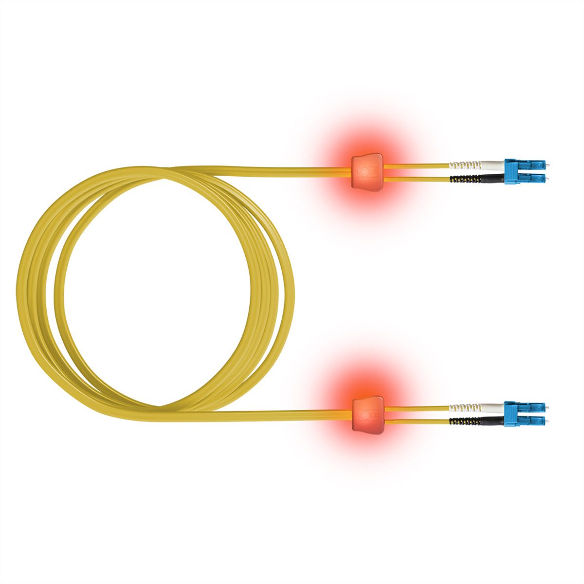 EasyLan FO-LED patch cables duplex 9/125µm OS2, LC/LC, yellow, 3 m