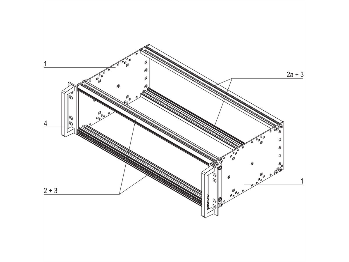 SCHROFF EuropacPRO 19" moduledrager voor rail, retrofit-afscherming, EN 50155, 3 HE, 84 HE, 235 mm