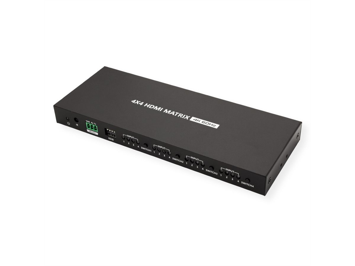 VALUE 4K HDMI Matrix Switch, 4x4, met afstandsbediening