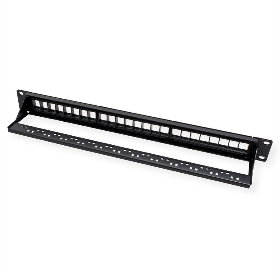 VALUE 19"-keystone-modulehouder, 24 poorten, 1HE, 3-delig, niet afgeschermd, zwart
