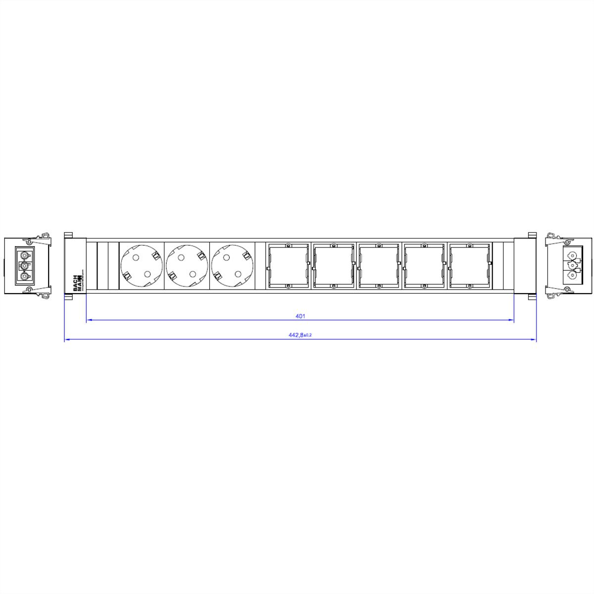 BACHMANN CONFERENCE TOP FRAME X-Large insert 3x earthing contact 5x ABD