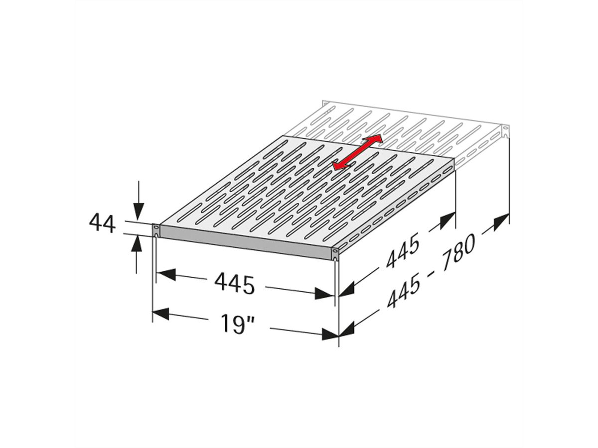 VARIplain 19" plank 1HE variabele diepte, grijs