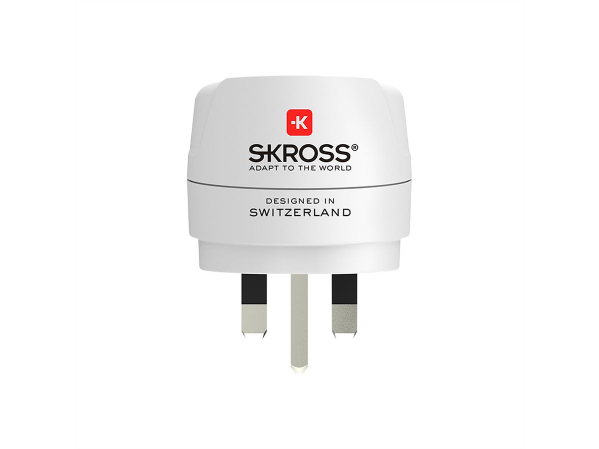 Skross Europe to UK Travel Adapter, for 2- and 3-pole devices