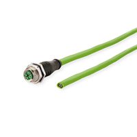 METZ CONNECT M12 Industrial Ethernet cable, X-coded, M12 jack straight - free line end, PUR, 0.5 m