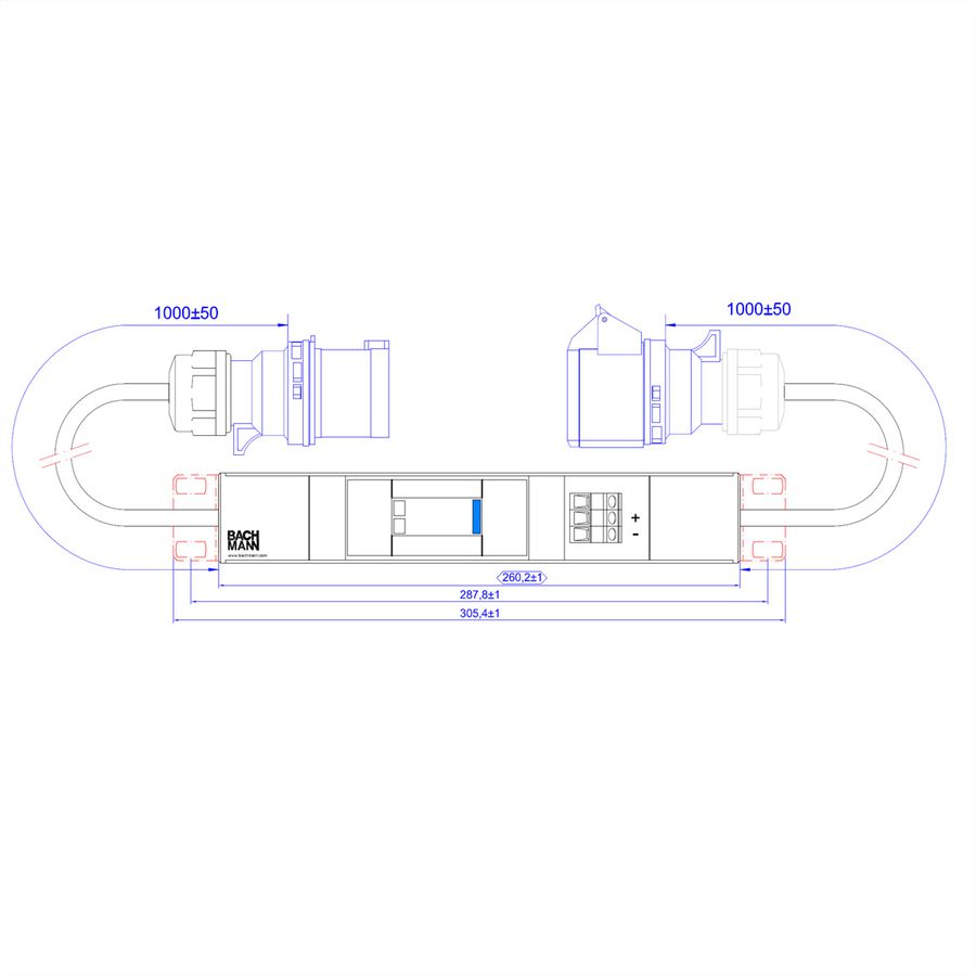 BACHMANN IT PDU Basic Inline SPD, 16A ÜSS 1m H05VV-F 3G2.5mm CEE 16A