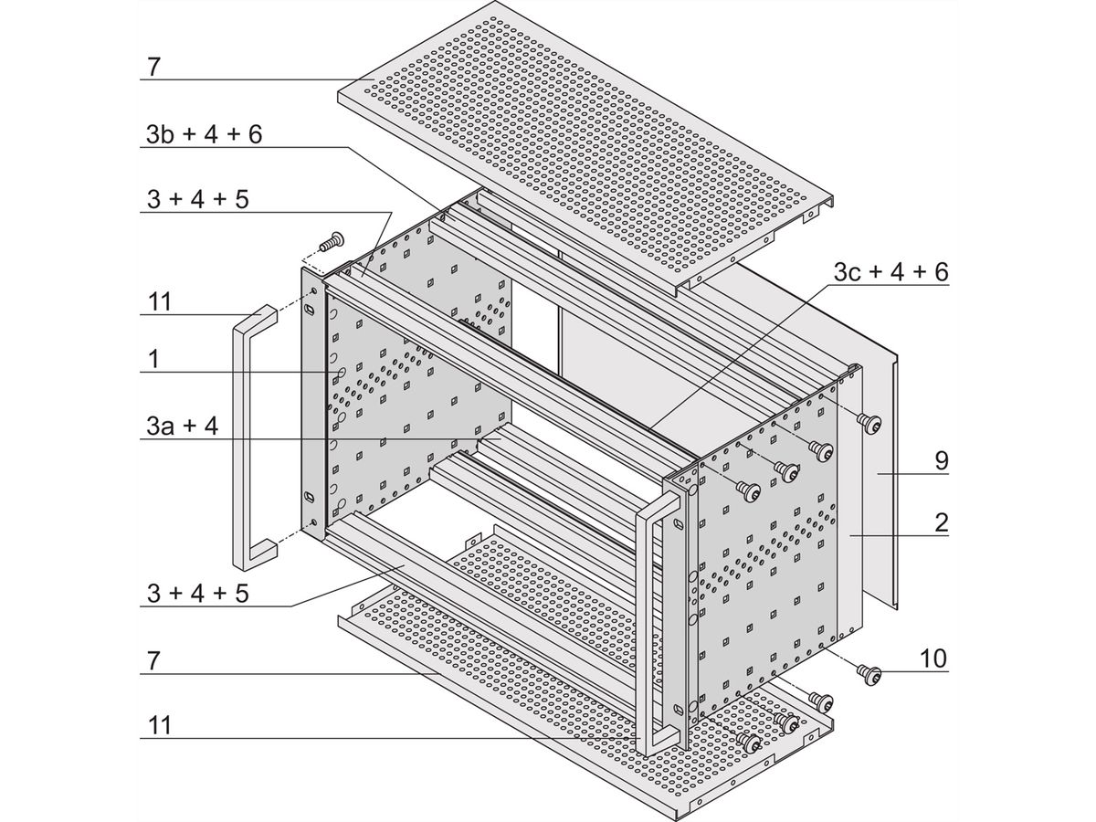SCHROFF EuropacPRO 19" moduledrager voor moduledrager, zwaar, afgeschermd, handgreep vooraan, 6 HE, 355 mm