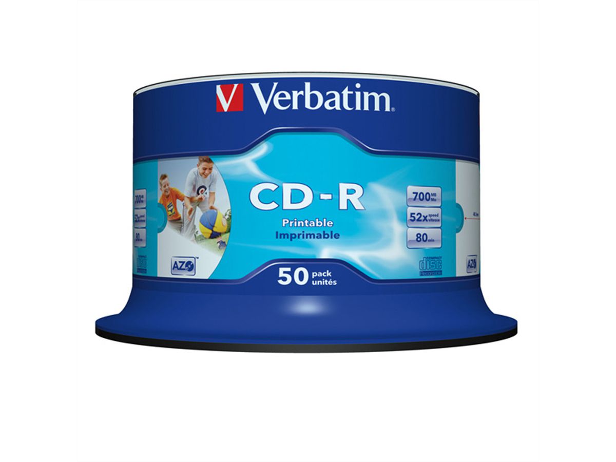 VERBATIM CD-R, 50st, Spindel, printable, 52x