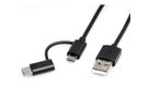 ROLINE Kabel USB Micro B + Typ C M/M to USB2.0 A M, OTG, zwart, 1 m