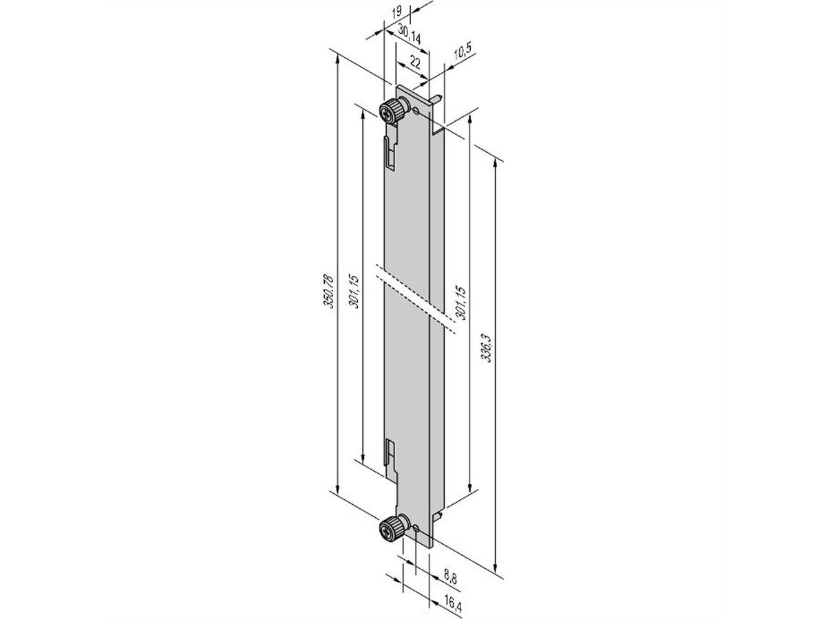 SCHROFF AdvancedTCA voorplaat, versterkt, met veerbelasting voor IEA dompelhendel voor spuitgegoten eindstuk, 8U, 6 HP, 1 mm, SSt