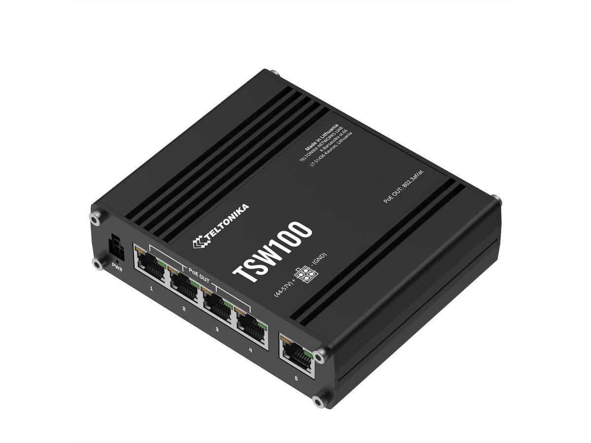 TELTONIKA TSW100 Industriële switch Unmanaged PoE+ Gigabit