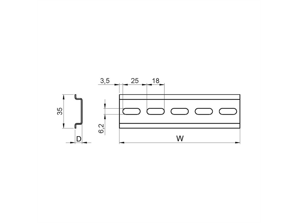 SCHROFF DIN-rail, 35H 7,5D lengte 575L, 10 stuks